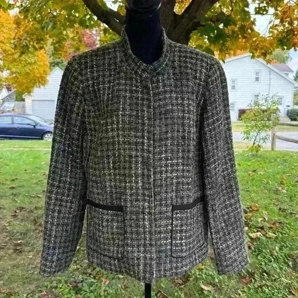 Coldwater Creek Purple Tailored Tweed Jacket Sz 14 Pockets Lined Snap Buttons - Picture 1 of 16